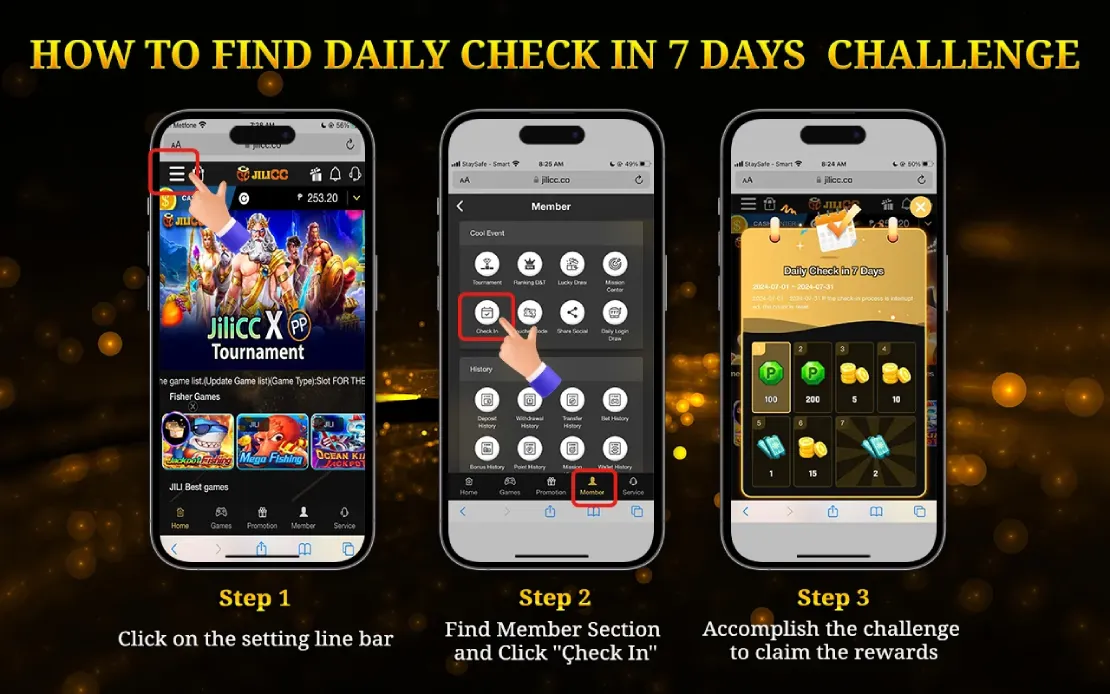 How to Claim Daily Check in 7 Days claim angpao - JiliCC Promotion