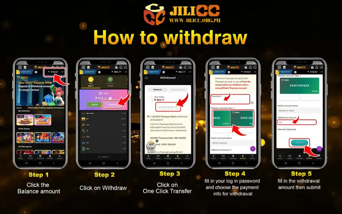 How to withdrawal in JiliCC